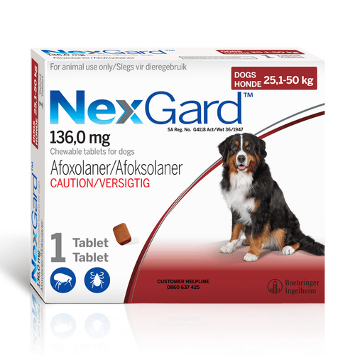 NexGard 25.1-50Kg (select single or box of 3)