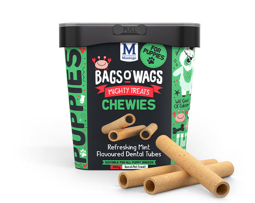 Bags o Wags puppy chewies refreshing mint flavoured tubes 350g