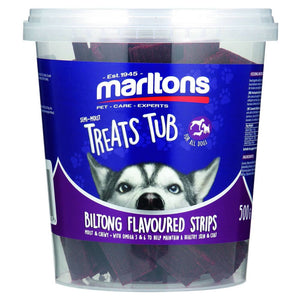 Marltons Semi Moist Biltong Strips Treat Tub 500g