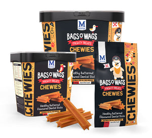 Bags o wags butternut flavoured Dental sticks chewies (select size for price)