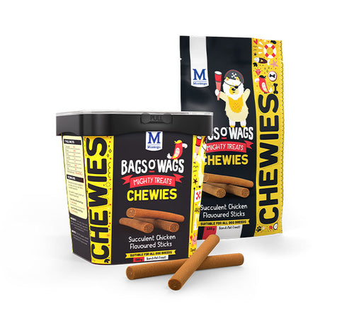 Bags o wags Chicken flavoured sticks chewies (select size for price)