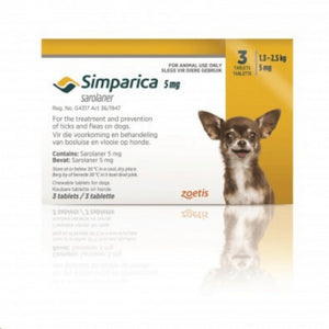 Simparica tick and flea tablets (select size for price)