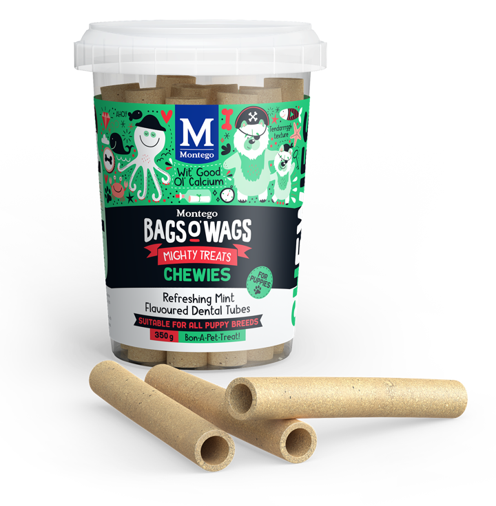 Bags o Wags puppy chewies refreshing mint flavoured tubes 350g