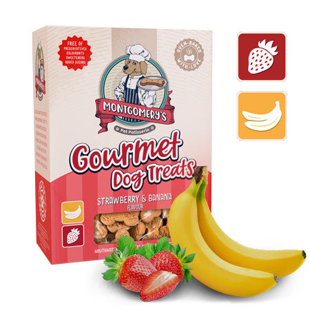 Montgomerys gourmet dog treats strawberry and banana 1kg