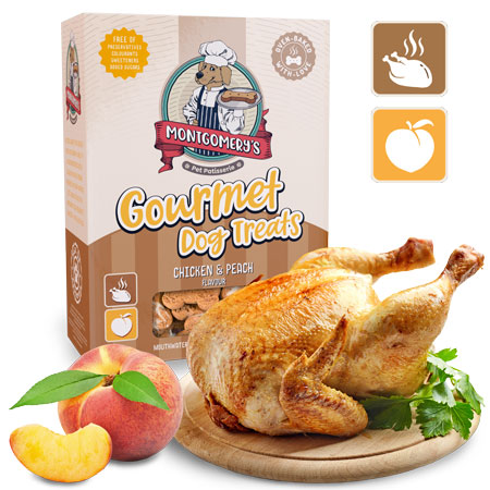 Montgomerys gourmet dog  treats chicken and peach 1kg